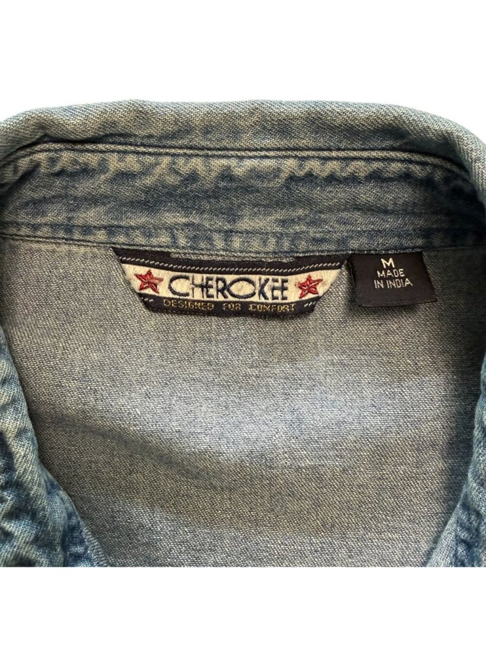 Vintage Cherokee Womens M Denim Button-Up Shirt Long Sleeve Tunic  Blue - Picture 11 of 16